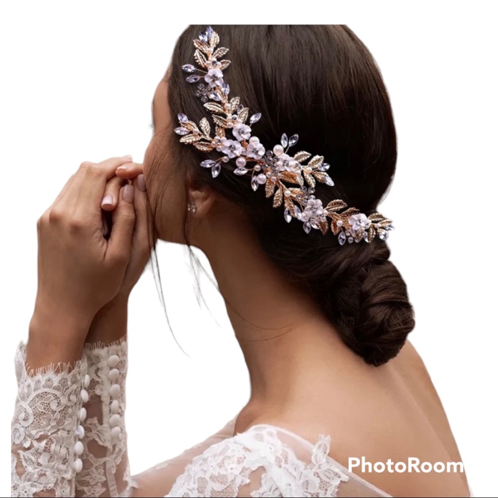 Gold wedding hair clip